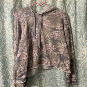 Light wear crop floral sweatshirt